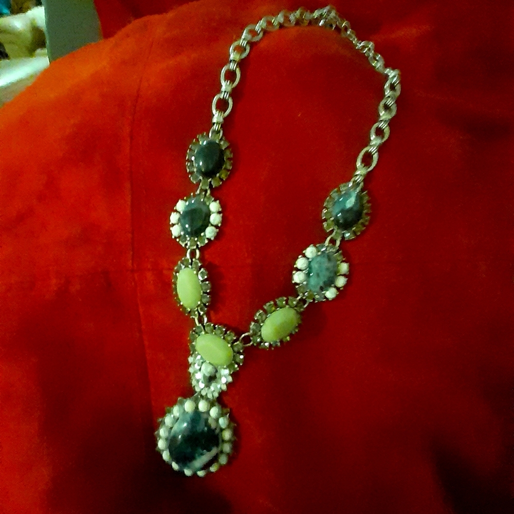 Joan Rivers Blue Marble and Green Necklace